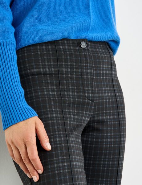 Gerry Weber Edition Pantalon slim stretch à carreaux - gris (02085)