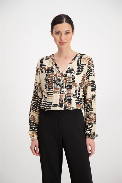 Signe nature Blouse with allover pattern - black/brown/beige (2)