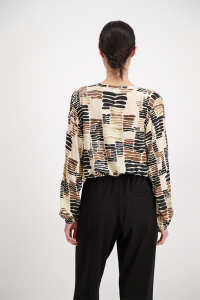 Signe nature Blouse with allover pattern - black/brown/beige (2)