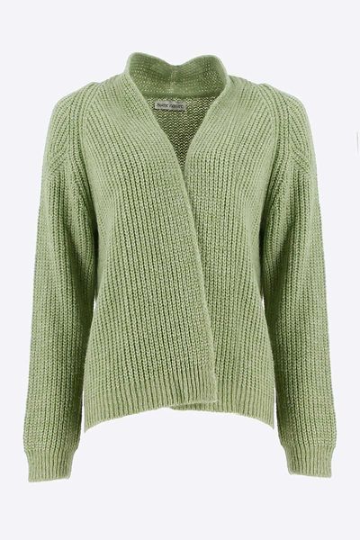 Signe nature Plain cardigan in pearl knit - green (5)