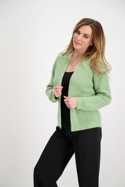 Signe nature Plain cardigan in pearl knit - green (5)