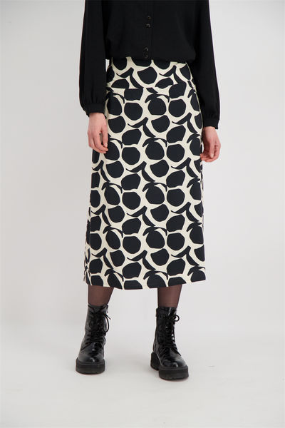 Signe nature Midi skirt with an all-over pattern - black/beige (8)