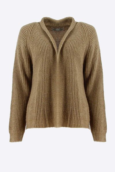 Signe nature Plain cardigan in pearl knit - brown (3)