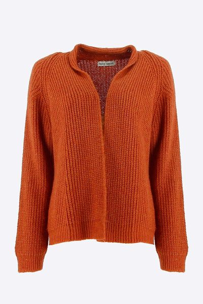 Signe nature Plain cardigan in pearl knit - orange (44)