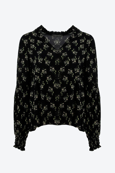Signe nature Blouse with a floral pattern - black/green (8)