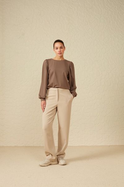 Yaya Wide pants with high waistband - beige (61103)