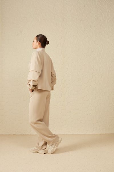 Yaya Pantalon large à taille haute - beige (61103)