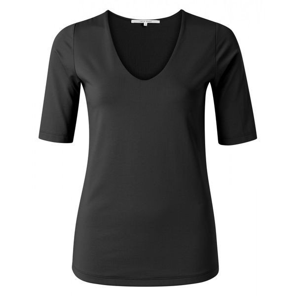 Yaya Shirt with V-neck - black (94305)