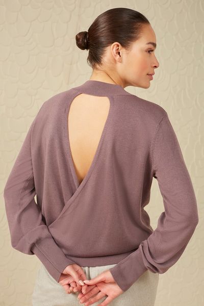 Yaya Pullover mit offenem Rücken - violet (71708)