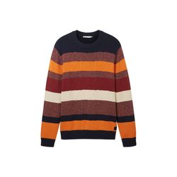 Tom Tailor Pull en tricot avec rayures en bloc - brun (32739)