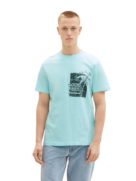 Tom Tailor Denim T-Shirt mit Logo Print - blau (30655)