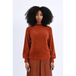 Molly Bracken Sweater with stand up collar and balloon sleeves - orange/brown (RUST)