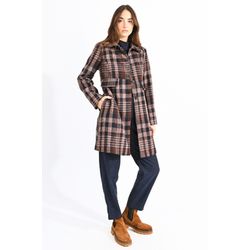 Molly Bracken Coat with check pattern - brown/blue (NAVY BLUE)
