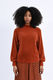 Molly Bracken Sweater with stand up collar and balloon sleeves - orange/brown (RUST)
