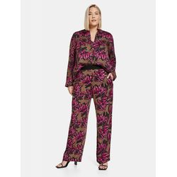 Samoon Palazzo trousers with a floral print  - brown (07362)