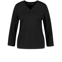 Samoon Basic jumper with a V-neckline - black (01100)
