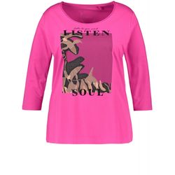 Samoon 3/4-sleeve top with a front print - pink (03382)