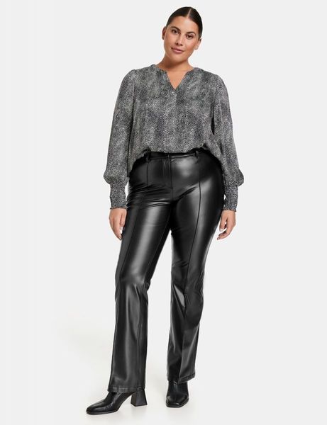 Samoon Flare trousers in leather look   - black (01100)