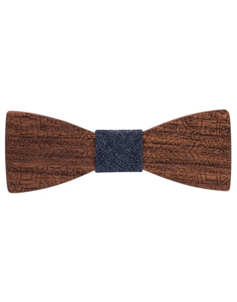 Mr. Célestin Wooden bow tie - Bombay Oak - brown/blue (WALNUT)