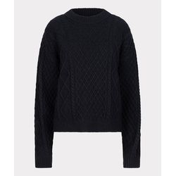 Esqualo Sweater with cable pattern - black (BLACK)