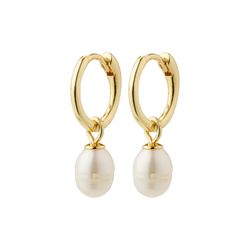 Pilgrim Recycled pearl hoop earrings - Berthe - gold/beige (GOLD)