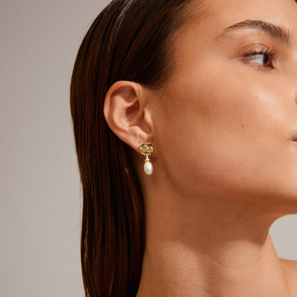 Pilgrim Boucles d'oreilles en perles recyclées - Heat - gold/beige (GOLD)