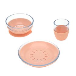 Lässig Set de vaisselle pour enfants (assiette - bol - gobelet) - orange (Apricot)