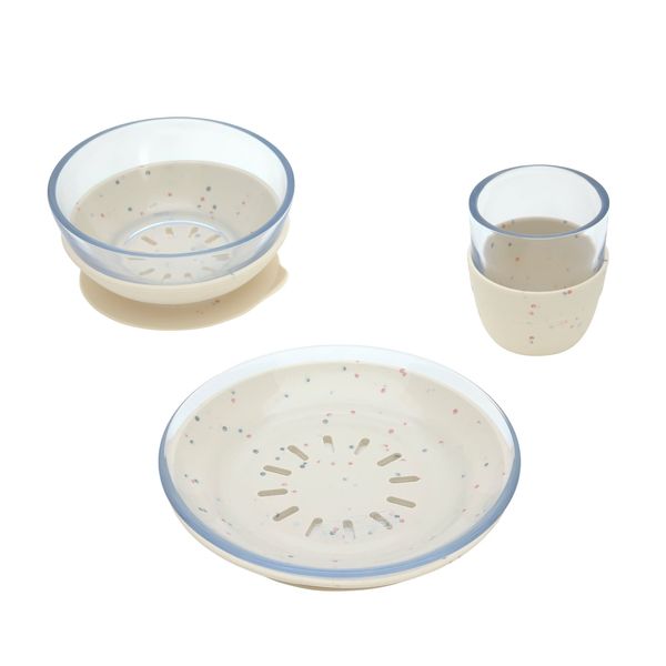 Lässig Children's tableware set (plate - bowl - cup) - beige (Nature)