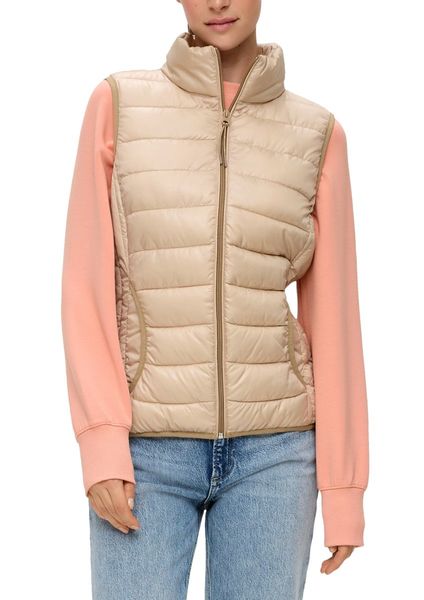 Q/S designed by Quilted vest with stand-up collar   - beige (8170)