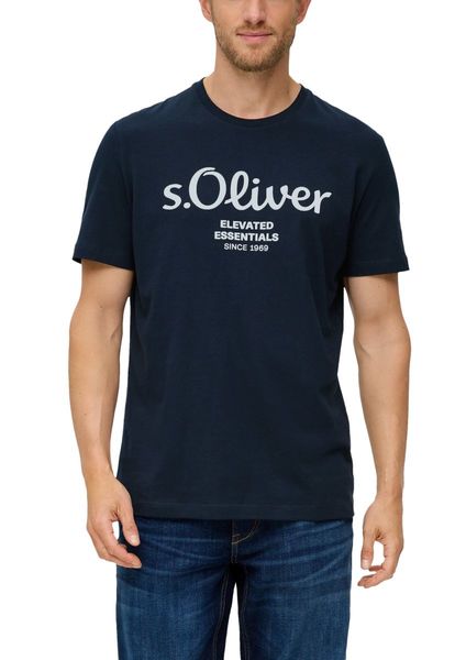 s.Oliver Red Label T-shirt with label print - blue (59D1)