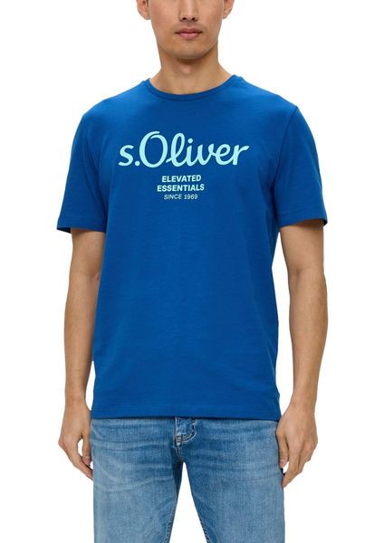 s.Oliver Red Label T-shirt with label print - blue (56D1)