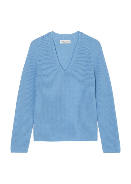 Marc O'Polo Pull en tricot avec col en V - bleu (848)