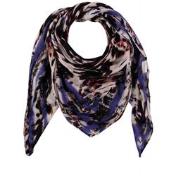 Taifun Scarf with an all-over pattern - black/purple/beige (09452)