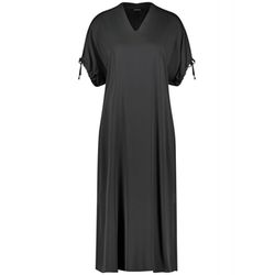 Taifun Elegant satin dress with ruffles on the arm - black (01100)