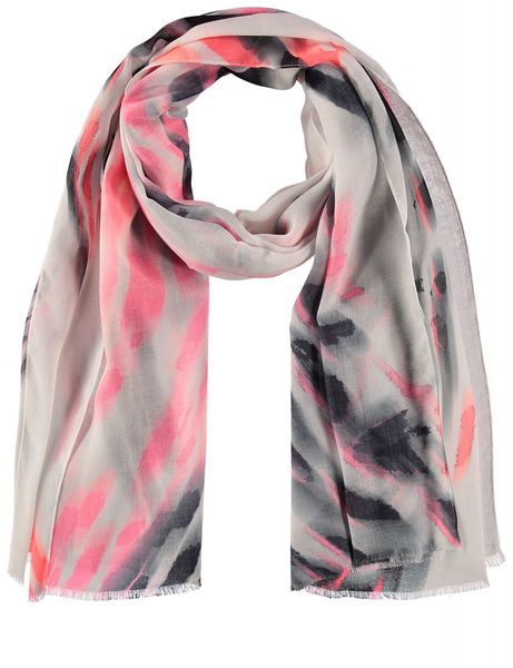 Taifun Scarf with all-over print - beige/white (09452)