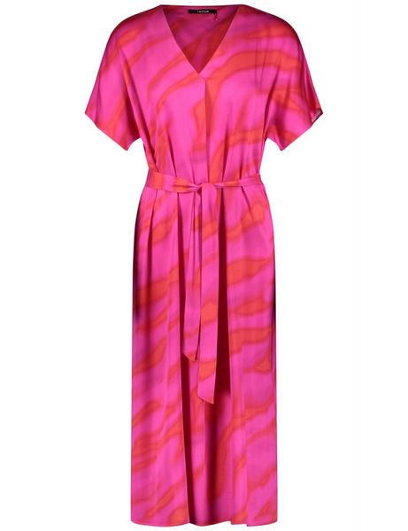 Taifun  Satin dress with a tie-around belt - pink (03352)