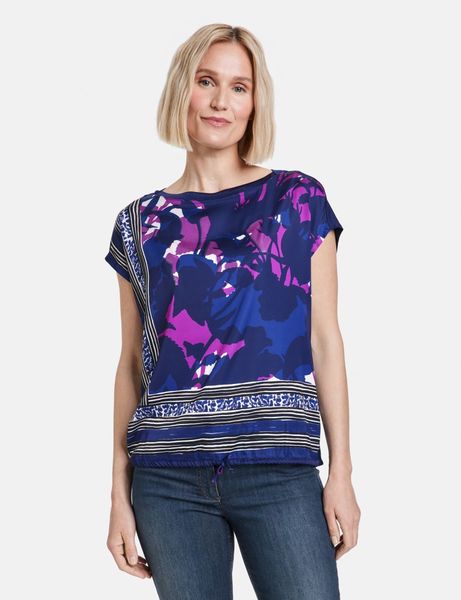 Gerry Weber Edition Blouse top with a stretchy hem - pink/blue/purple (08038)