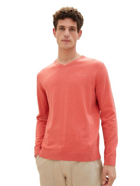 Tom Tailor Knitted jumper with V-neck - red (34141)