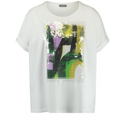 Samoon T-Shirt mit Paillettenbesatz - beige/weiß (09602)