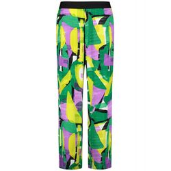 Samoon Trousers with an all-over pattern - purple/green/yellow (05602)