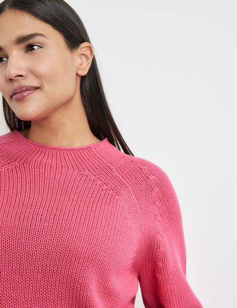 Samoon Cotton knit jumper with 3/4-length sleeves - pink (03440)