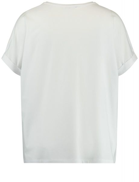 Samoon T-shirt with sequin trim - beige/white (09602)