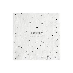 Bastion Collections Napkin - Lovely and sweet - white/black (White )