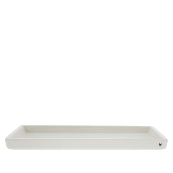 Bastion Collections Rectangular tray - heart - white (White )