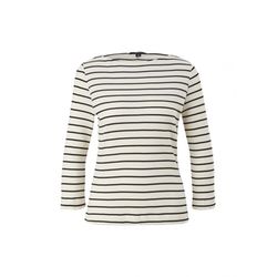comma T-Shirt côtelé en viscose mélangée - blanc/noir (99G6)