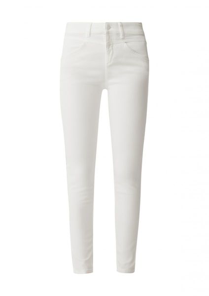 comma Super skinny fit : pantalon avec ceinture à selle - blanc (0120)