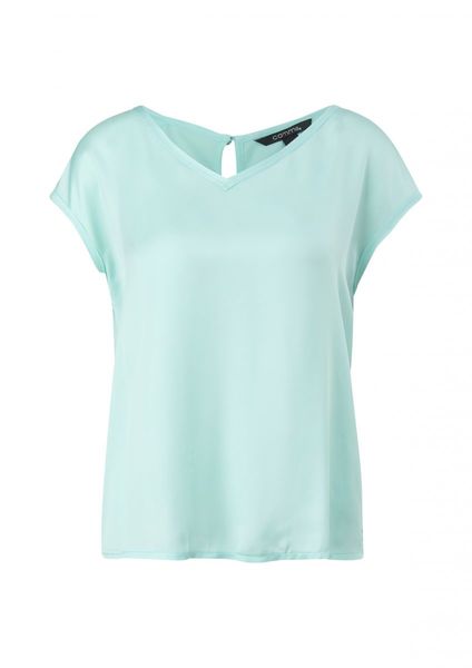 comma Blouse shirt with satin front   - blue (6003)