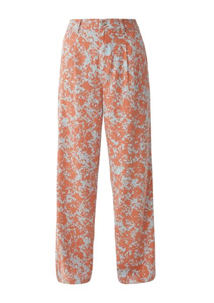 s.Oliver Red Label Regular: Pantalon avec motif allover - orange/bleu (50B1)