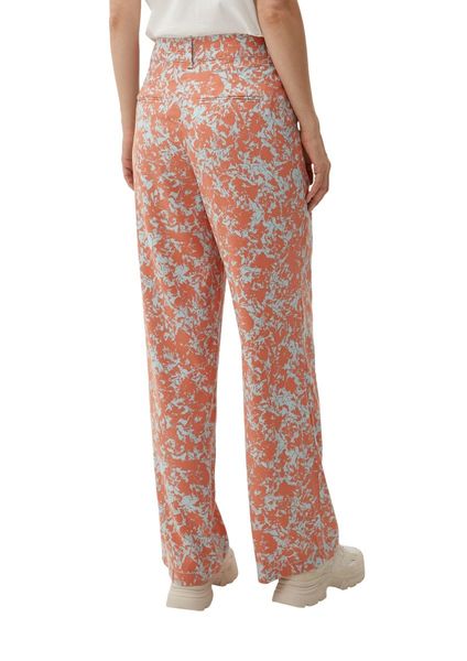 s.Oliver Red Label Regular: Pants with allover pattern - orange/blue (50B1)