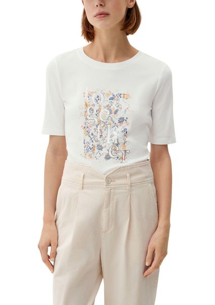 s.Oliver Red Label Cotton T-shirt with an effect print - beige (02D0)